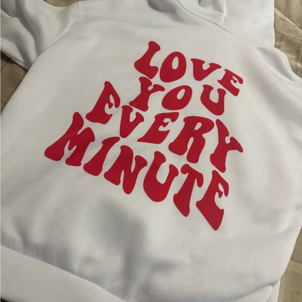 White Hoodie with Red Text